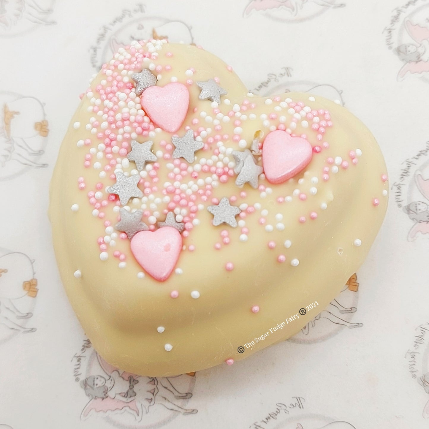 White Chocolate Stuffed Fudge Heart