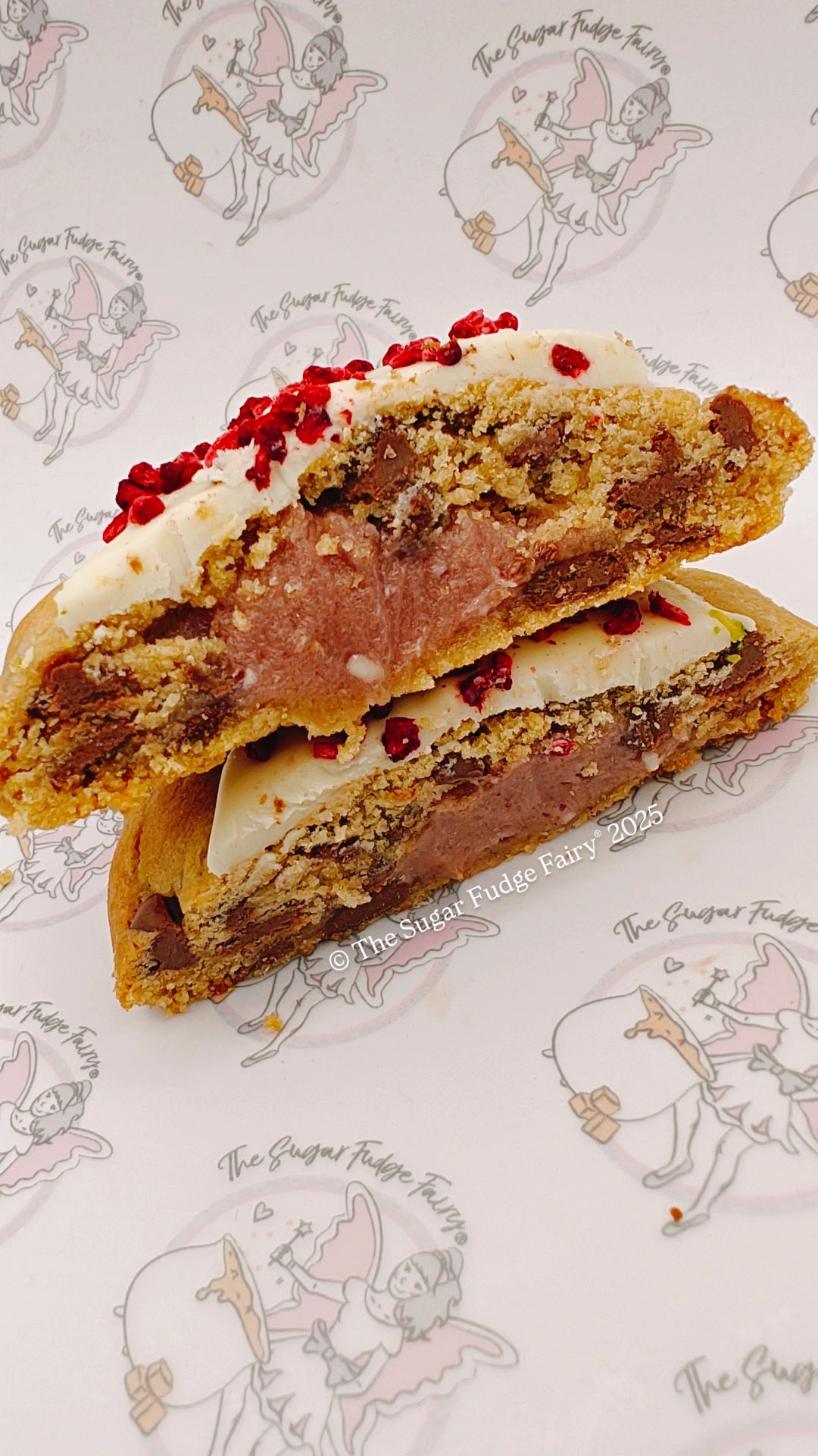 NYC Stuffed Cookie (White Chocolate and Raspberry)