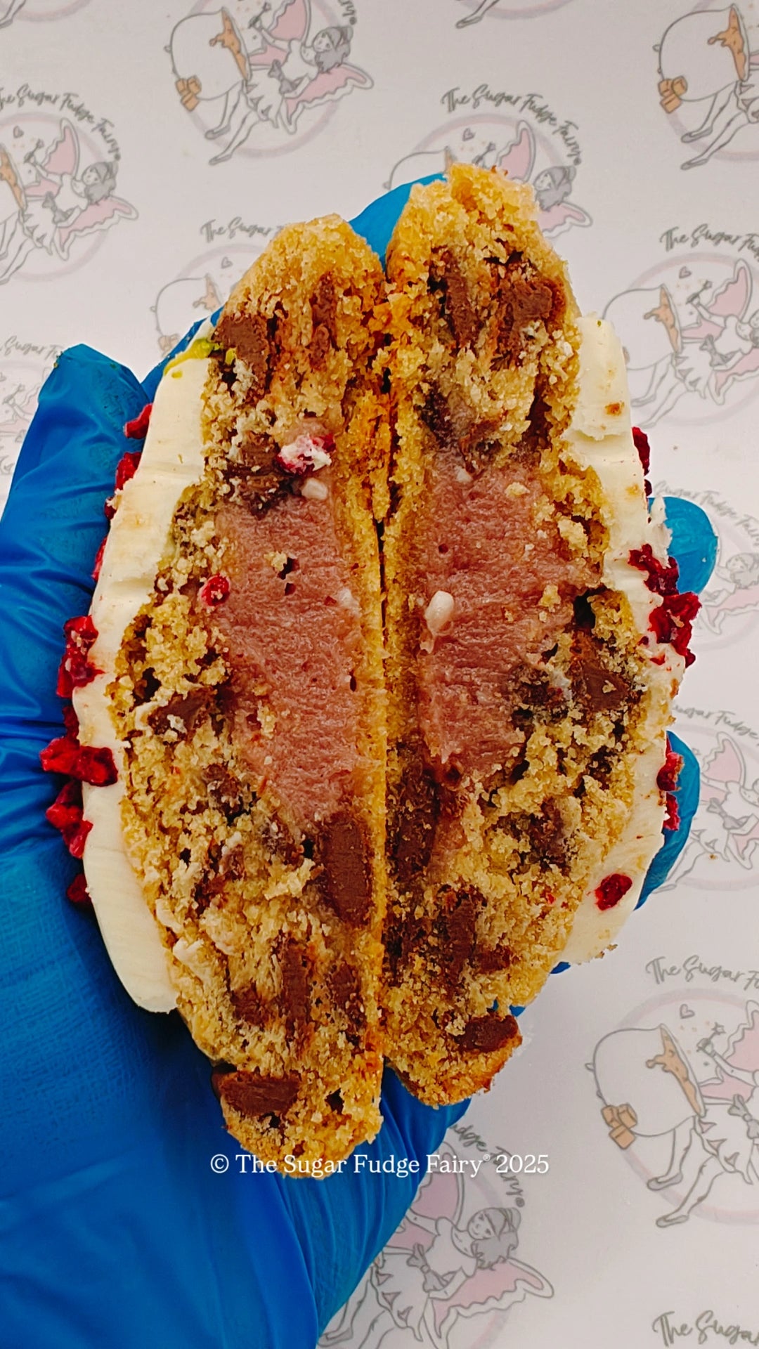 NYC Stuffed Cookie (White Chocolate and Raspberry)